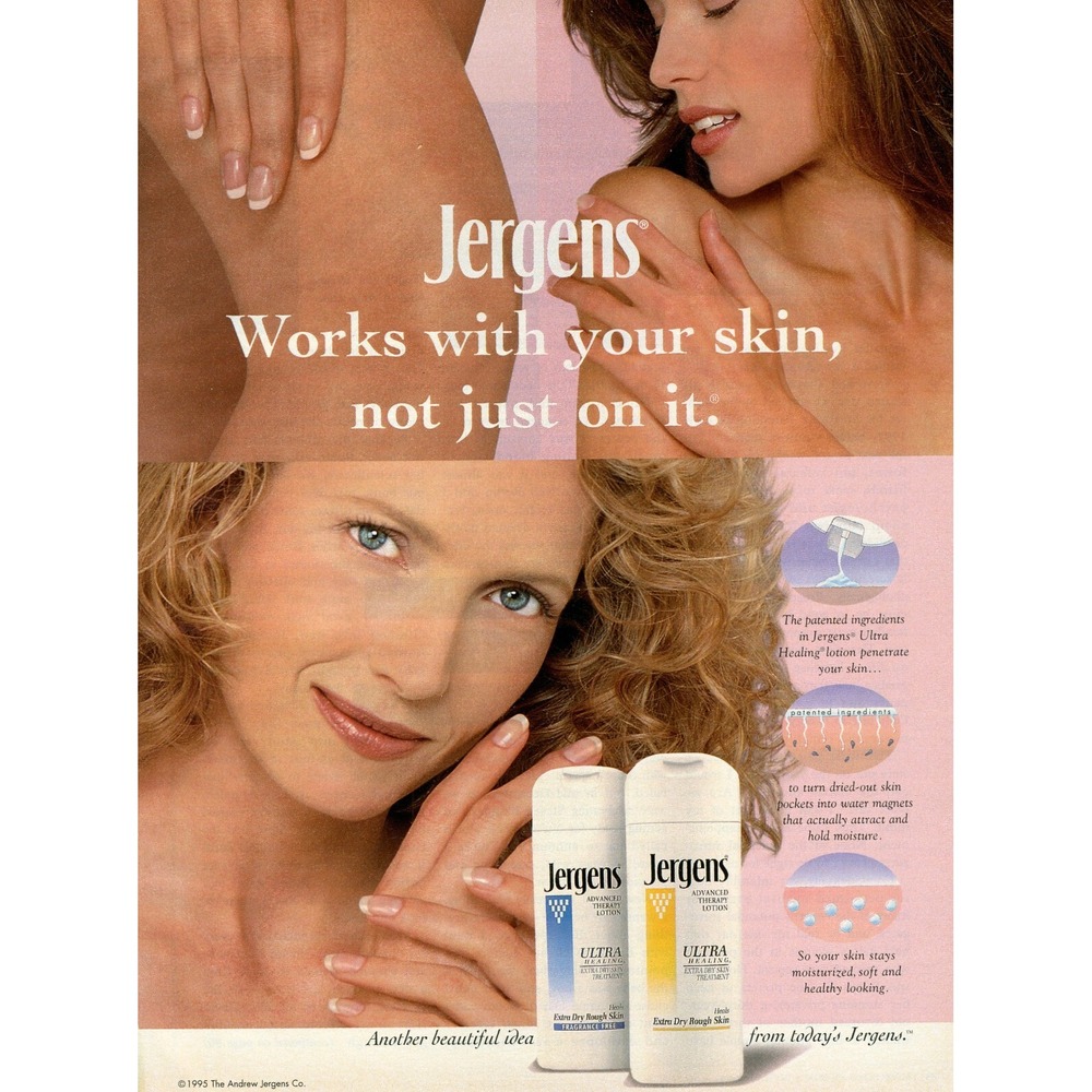 Jergens Ultra‎ Healing Advanced Therapy Lotion Vintage 1995 Magazine Print Ad